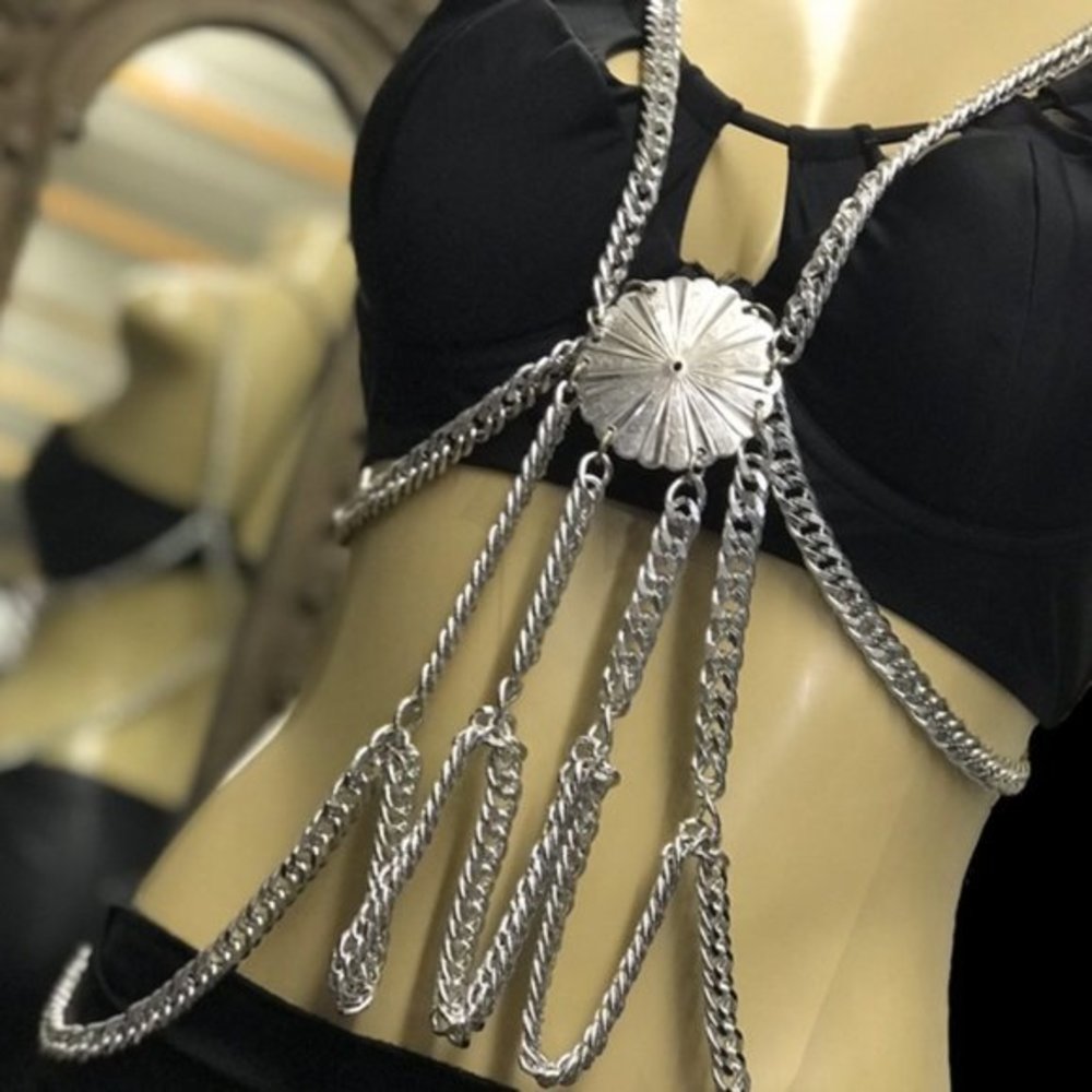 Hand crafted Silver Metal Multi Wear Body Chain - Picture 2 of 10